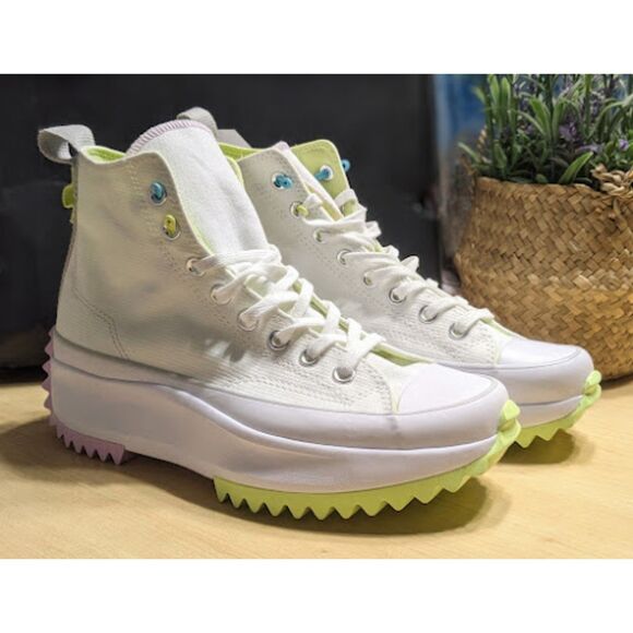 Converse Run Star Hike White Pink Green Platform Sneakers Unisex W9.5 M8 NIB - Picture 3 of 15